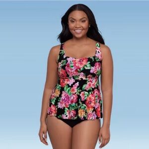 New Trimshaper Women's Maddie Square Neck Tankini Swimsuit Top Size 12